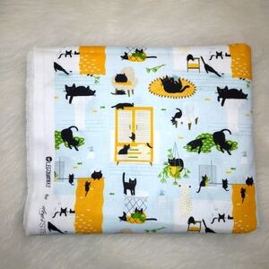 FABRIC Leezaworks  Dear Stella Adorable mischievous black cats create mi…